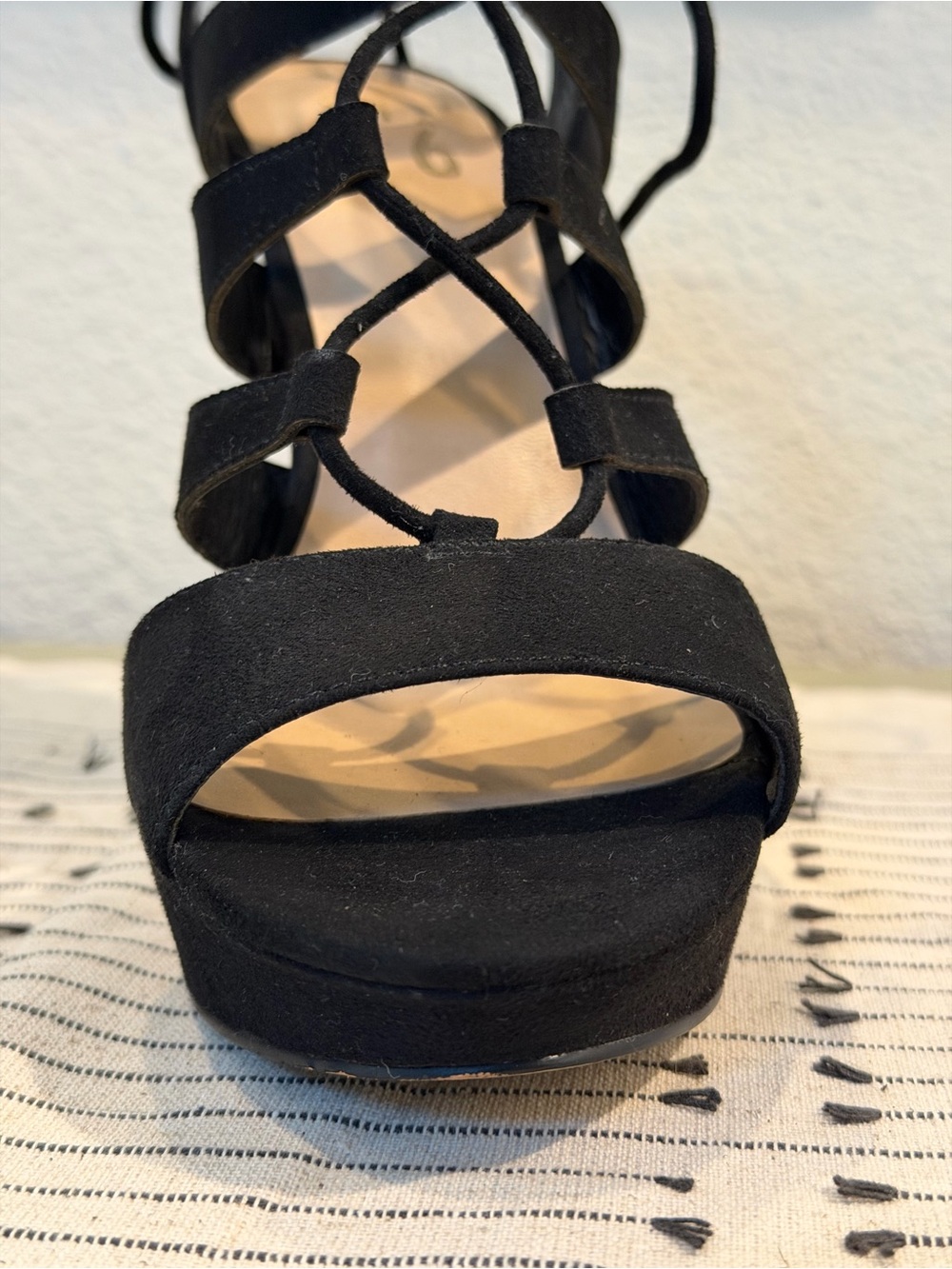 Mix No. 6 Black Strappy Lace-Up High Heels - Picture 6 of 11